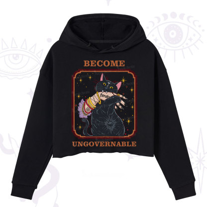 Purplehecate Become Ungovernable Cat Crop Hoodie