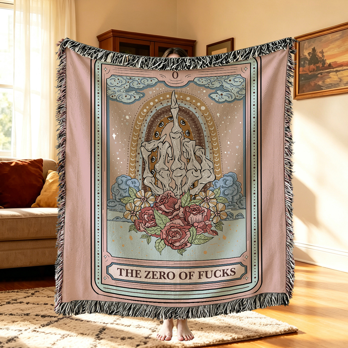 Purplehecate The Zero Of Fucks Tarot Woven Tapestry Blanket