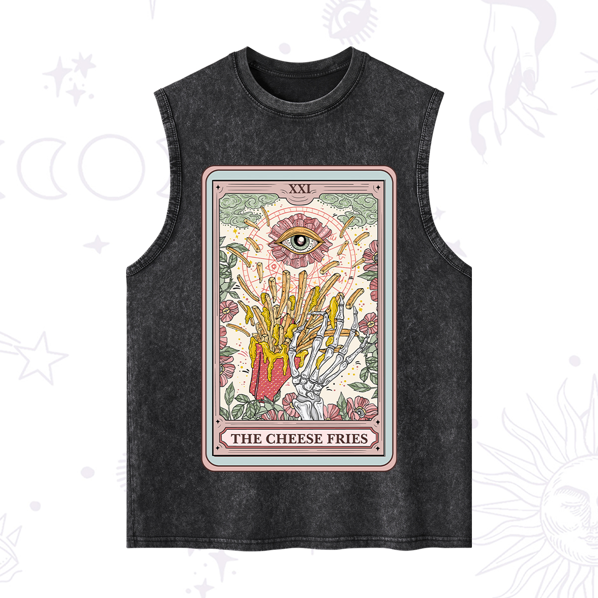Purplehecate The Cheese Fries Tarot Washed Tank