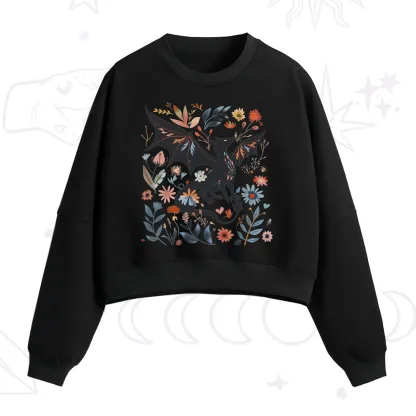 Purplehecate Vintage Fantasy Wyvern Bookish Fleece Cropped Sweatshirt