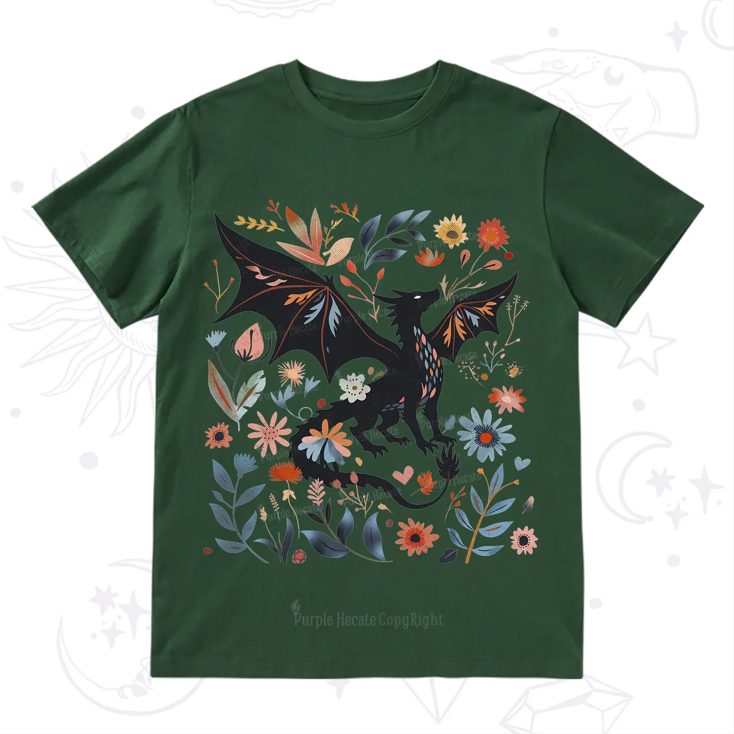 Purplehecate Vintage Fantasy Wyvern Bookish T-Shirt