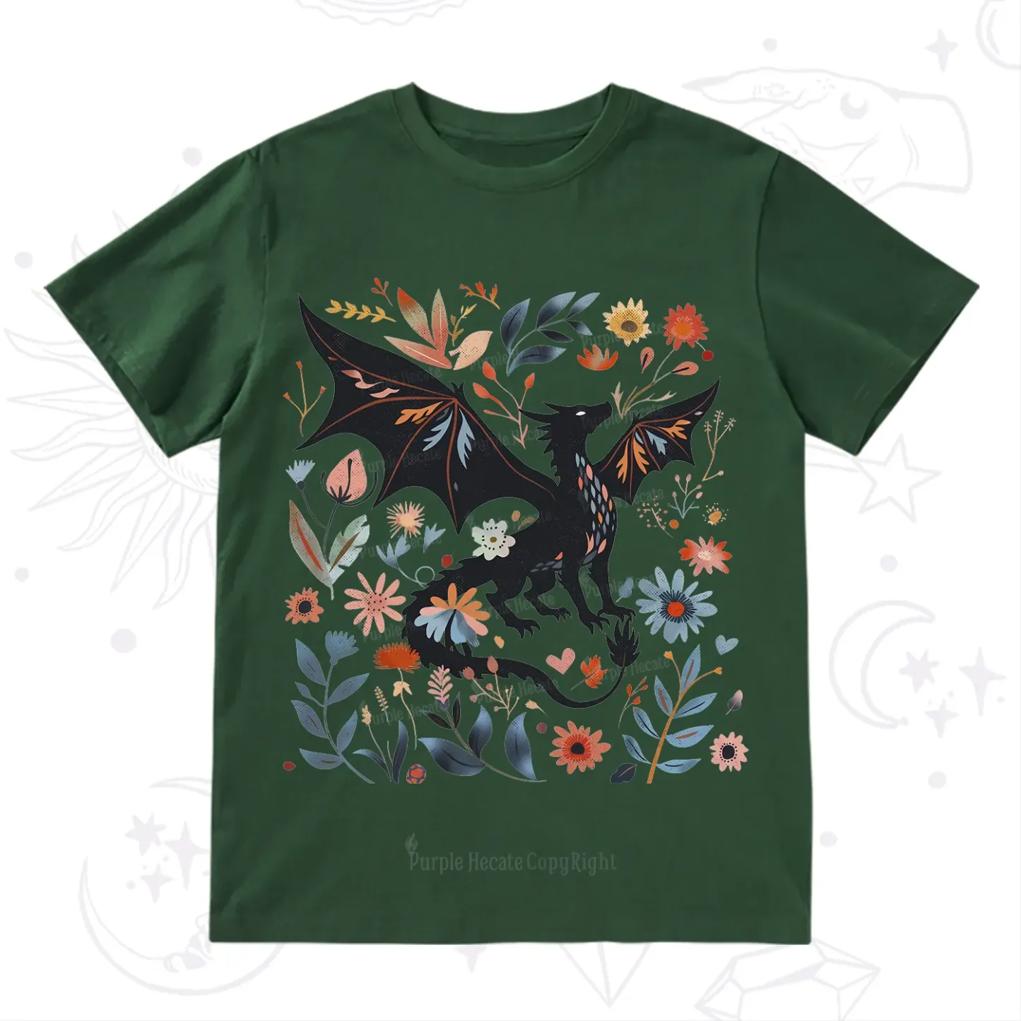Purplehecate Vintage Fantasy Wyvern Bookish T-Shirt
