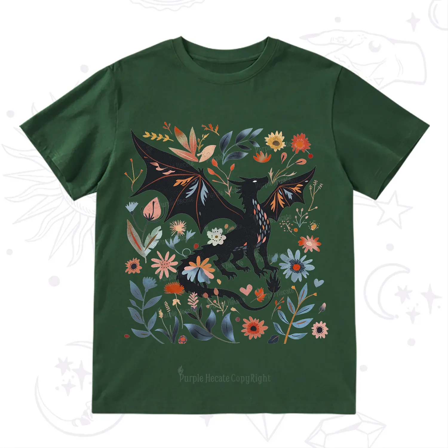 Purplehecate Vintage Fantasy Wyvern Bookish T-Shirt