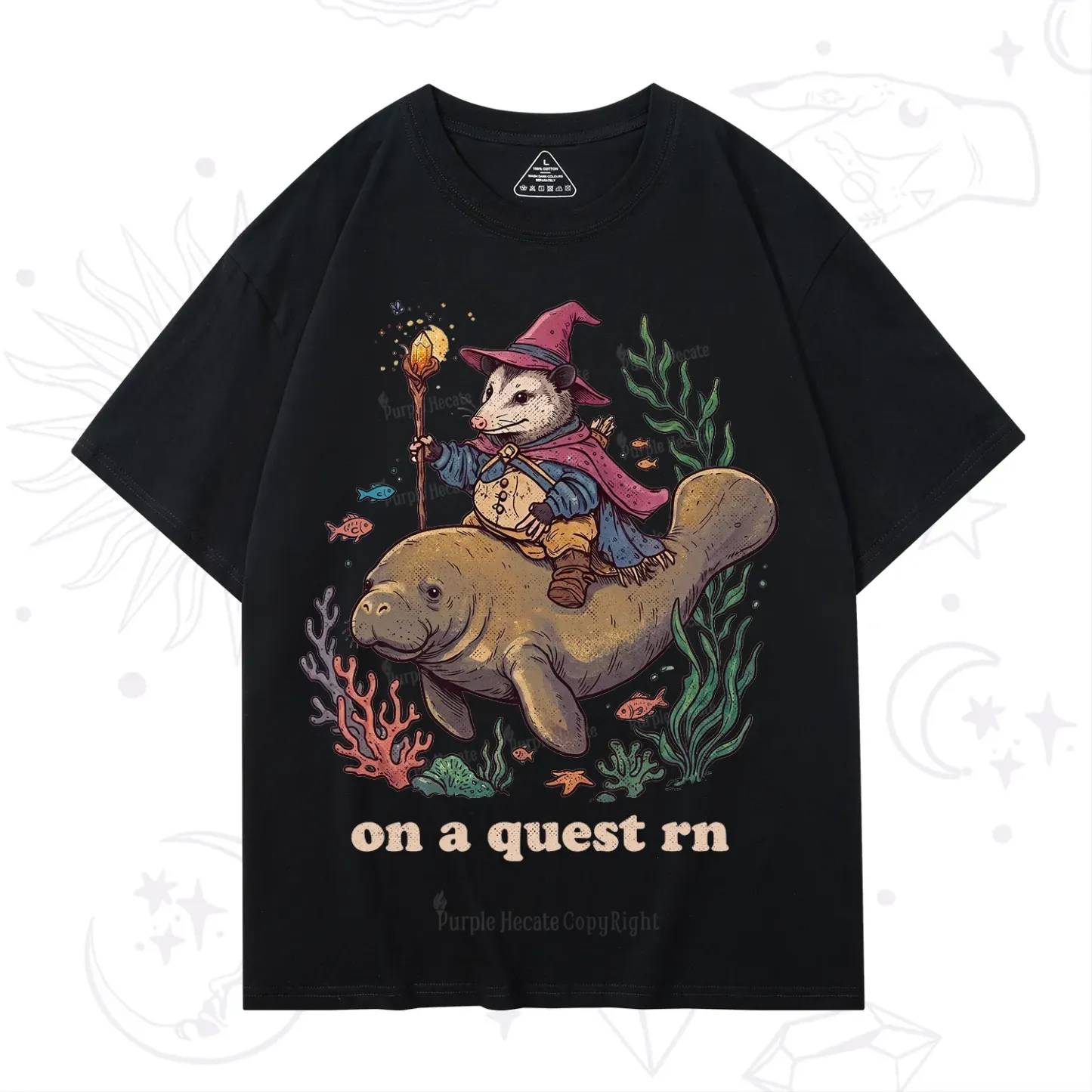 Purplehecate Opossum Wizard on Sea Quest T-Shirt