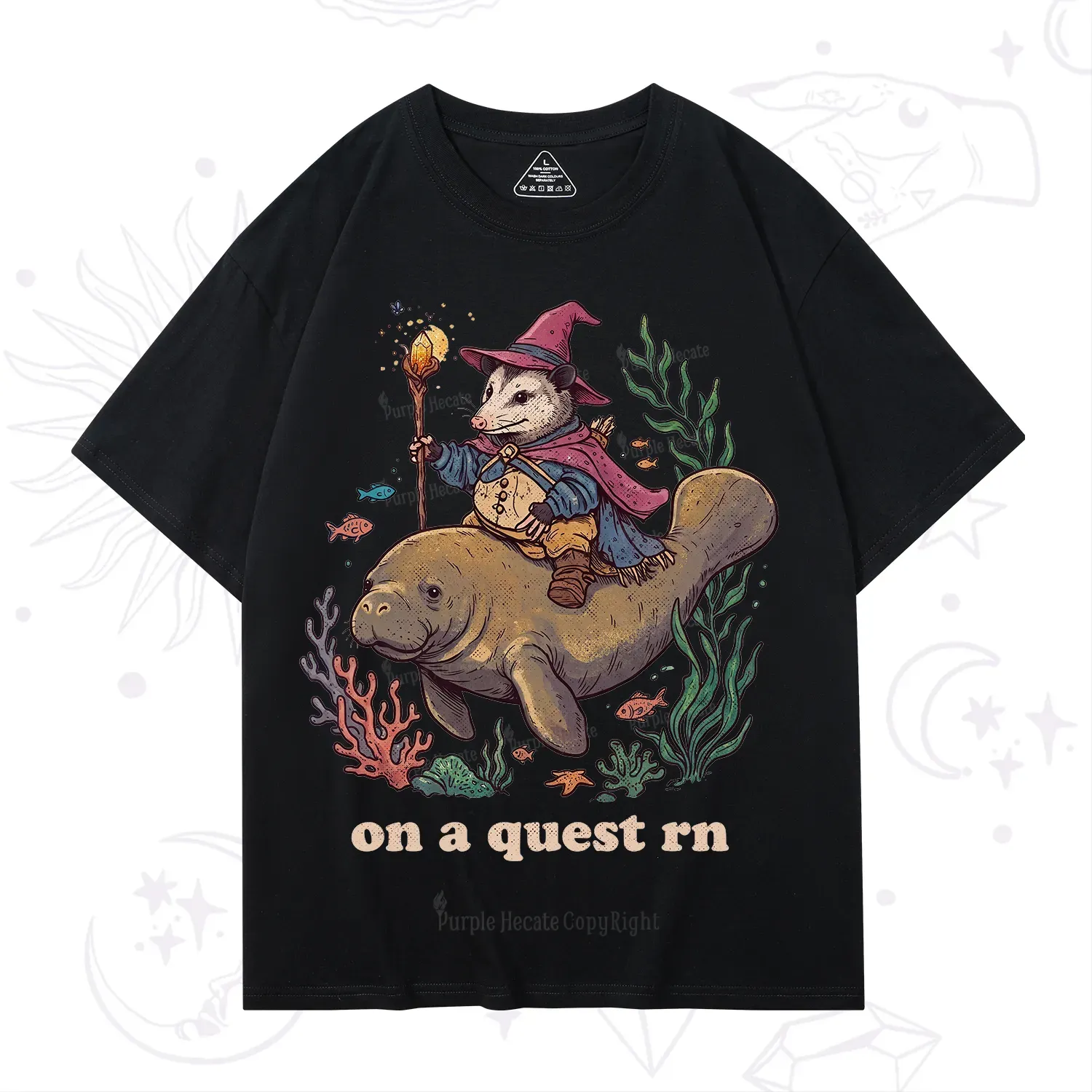 Purplehecate Opossum Wizard on Sea Quest T-Shirt