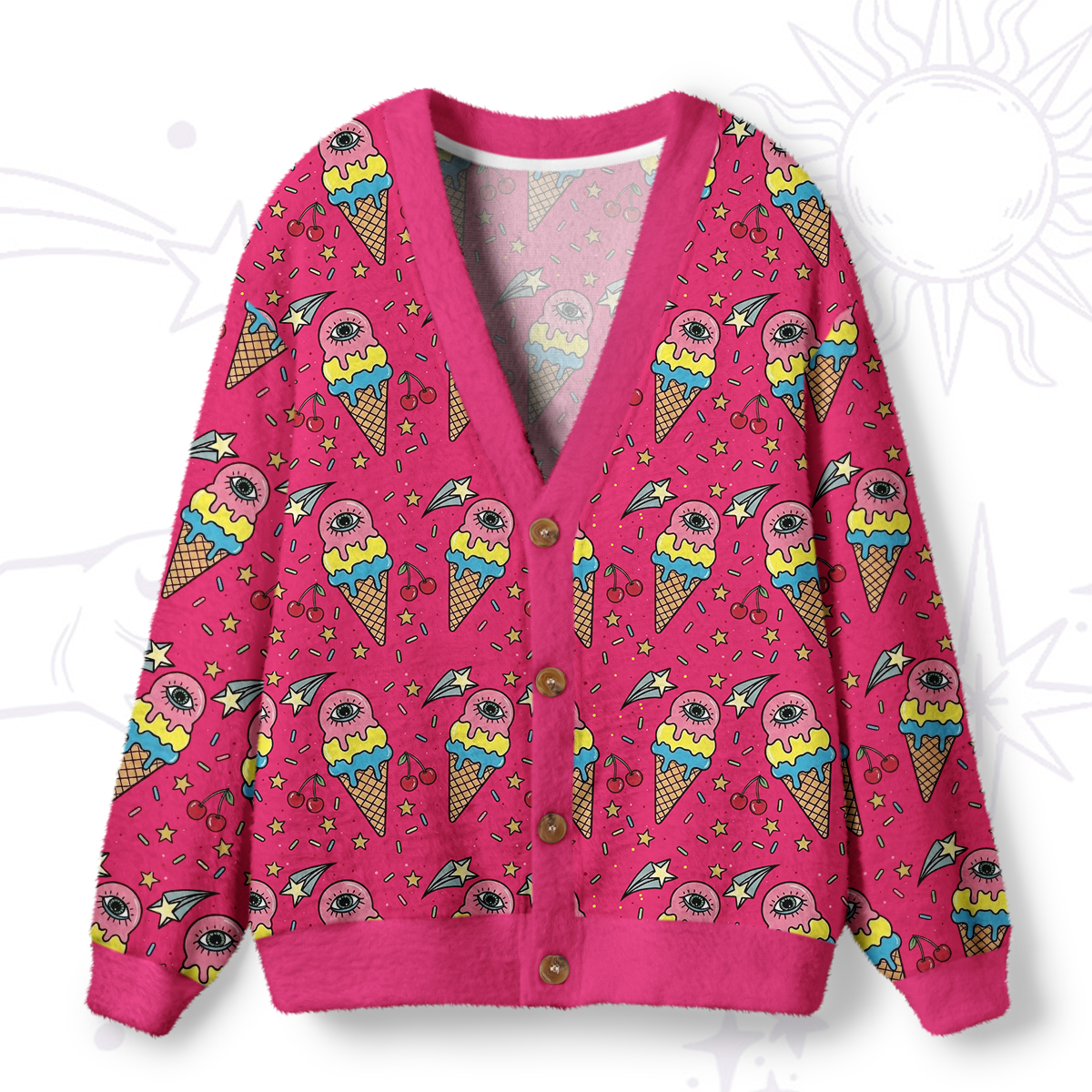 Purplehecate Melting Monster Ice Cream  Ugly Cardigan Sweaters