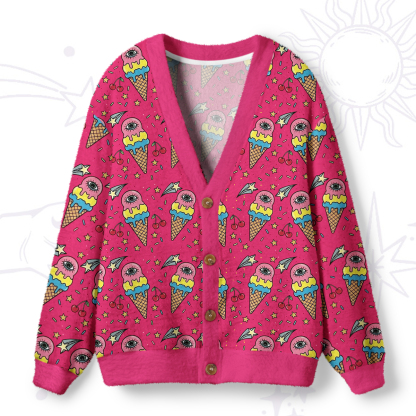 Purplehecate Melting Monster Ice Cream  Ugly Cardigan Sweaters