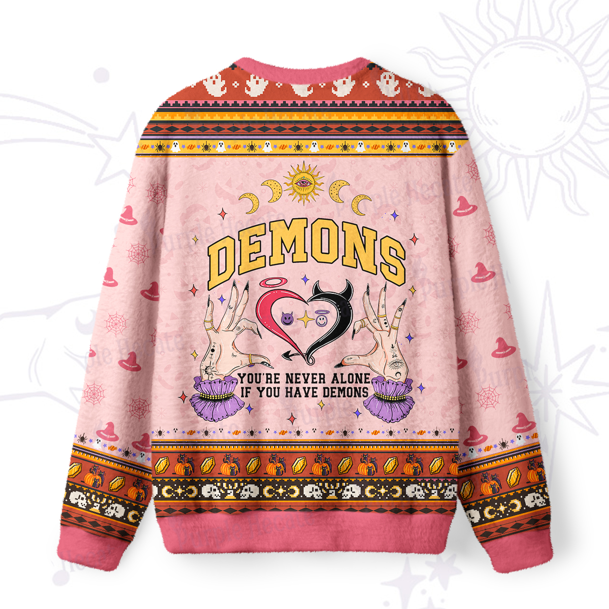 Purplehecate You're Never Alone If You Have Demons Ugly Halloween Sweatshirts
