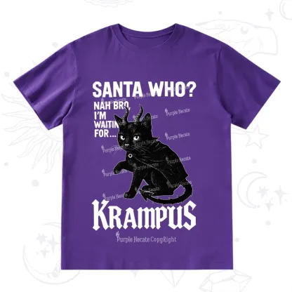Purplehecate Santa Who? Nah Bro I'm Waiting for Krampus Christmas T-Shirt