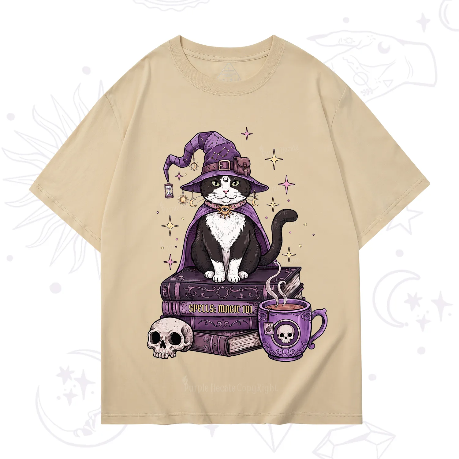 Purplehecate Witchy Cat Spell Books T-Shirt