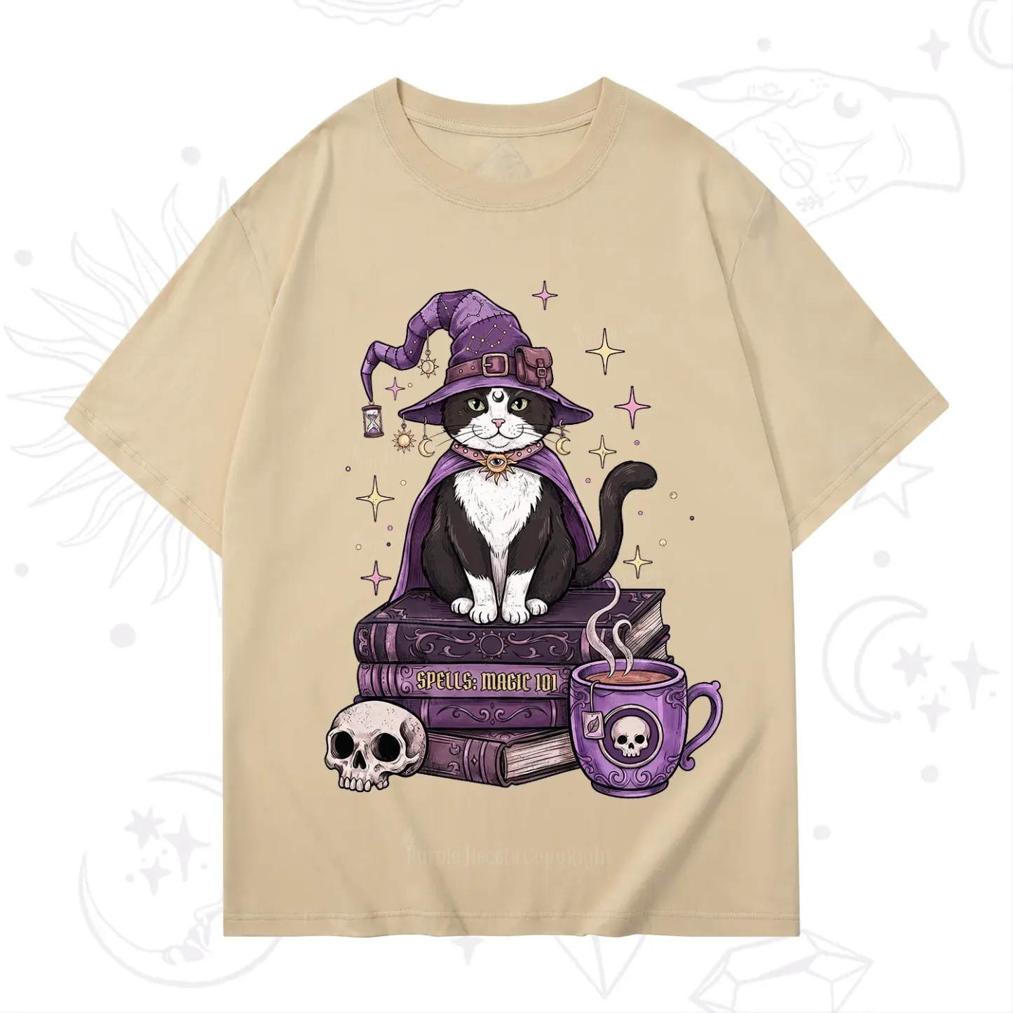 Purplehecate Witchy Cat Spell Books T-Shirt