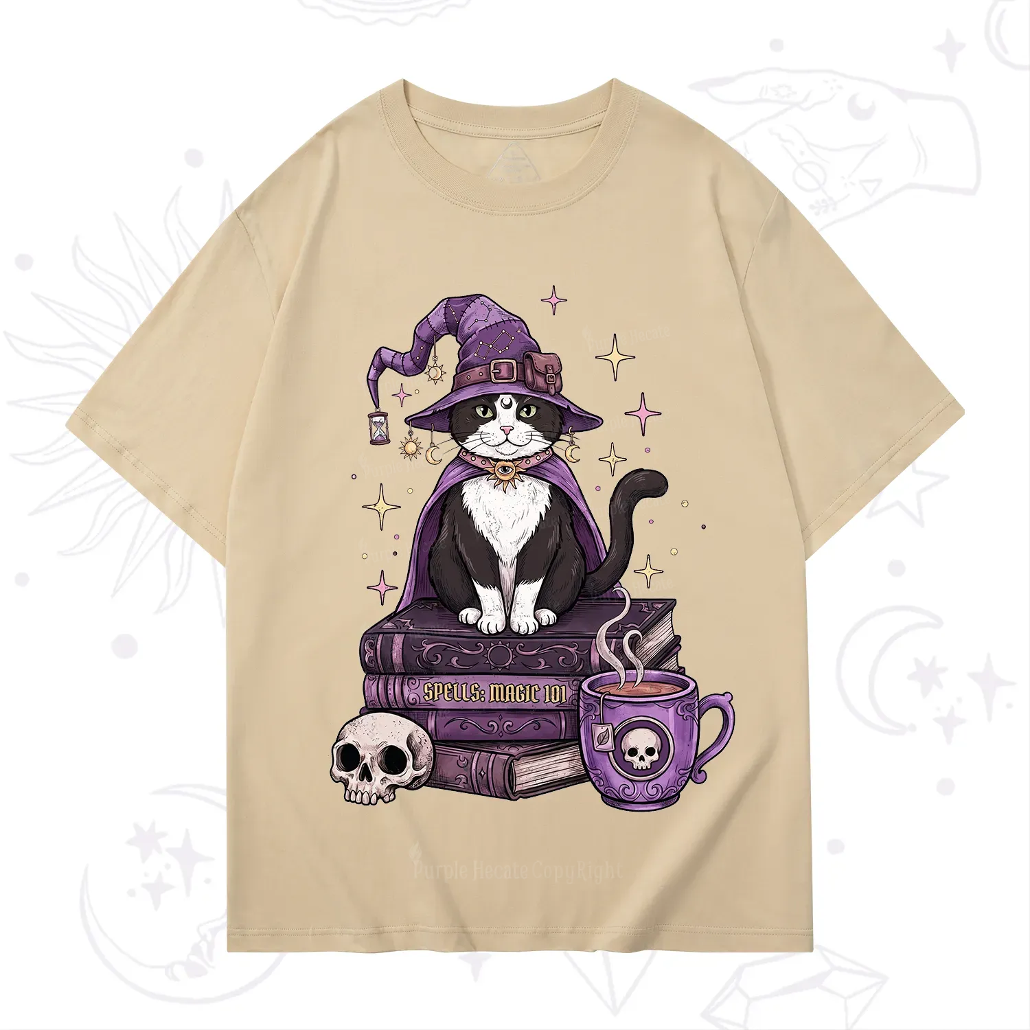 Purplehecate Witchy Cat Spell Books T-Shirt