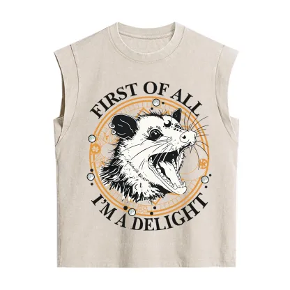 Purplehecate First Of All I Am A Delightful Angry Opossum Vintage Washed Tank