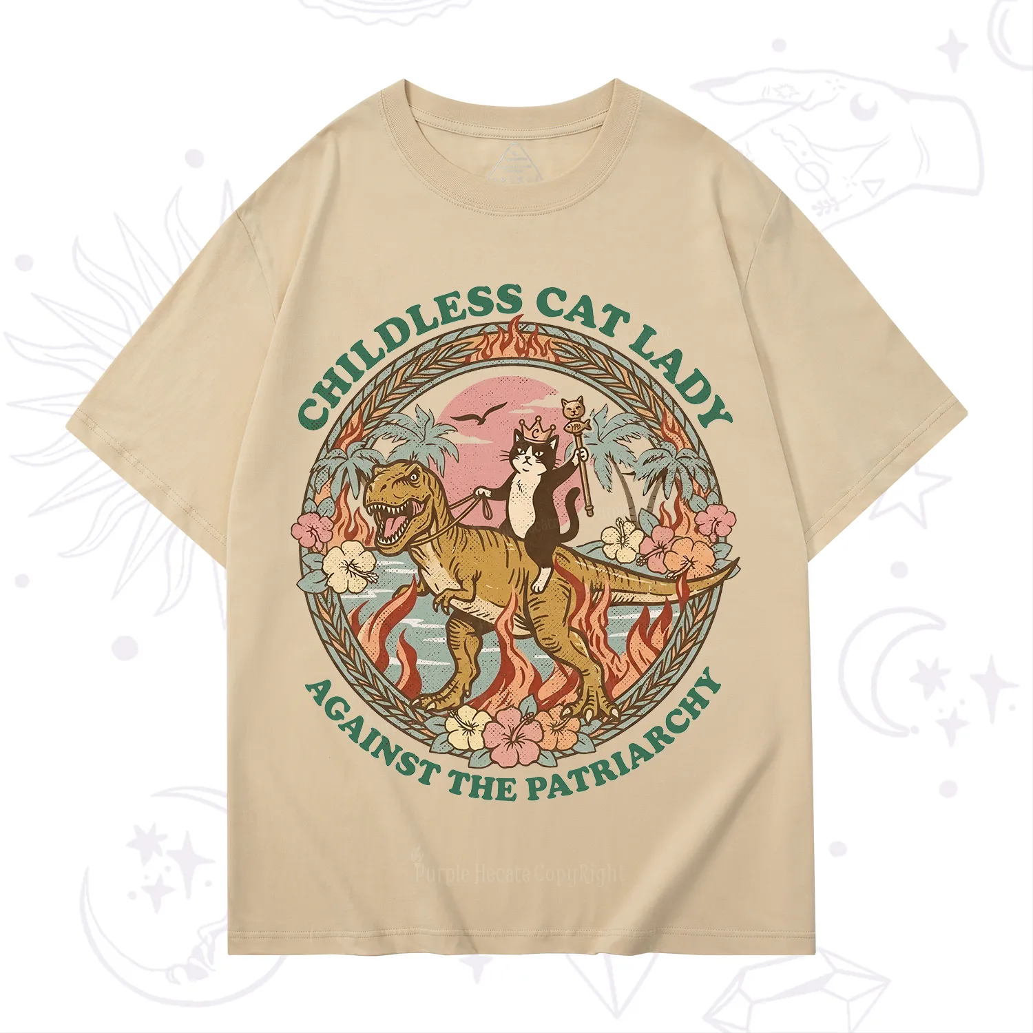 Purplehecate Childless Cat Lady Burn the Patriarchy T-Shirt