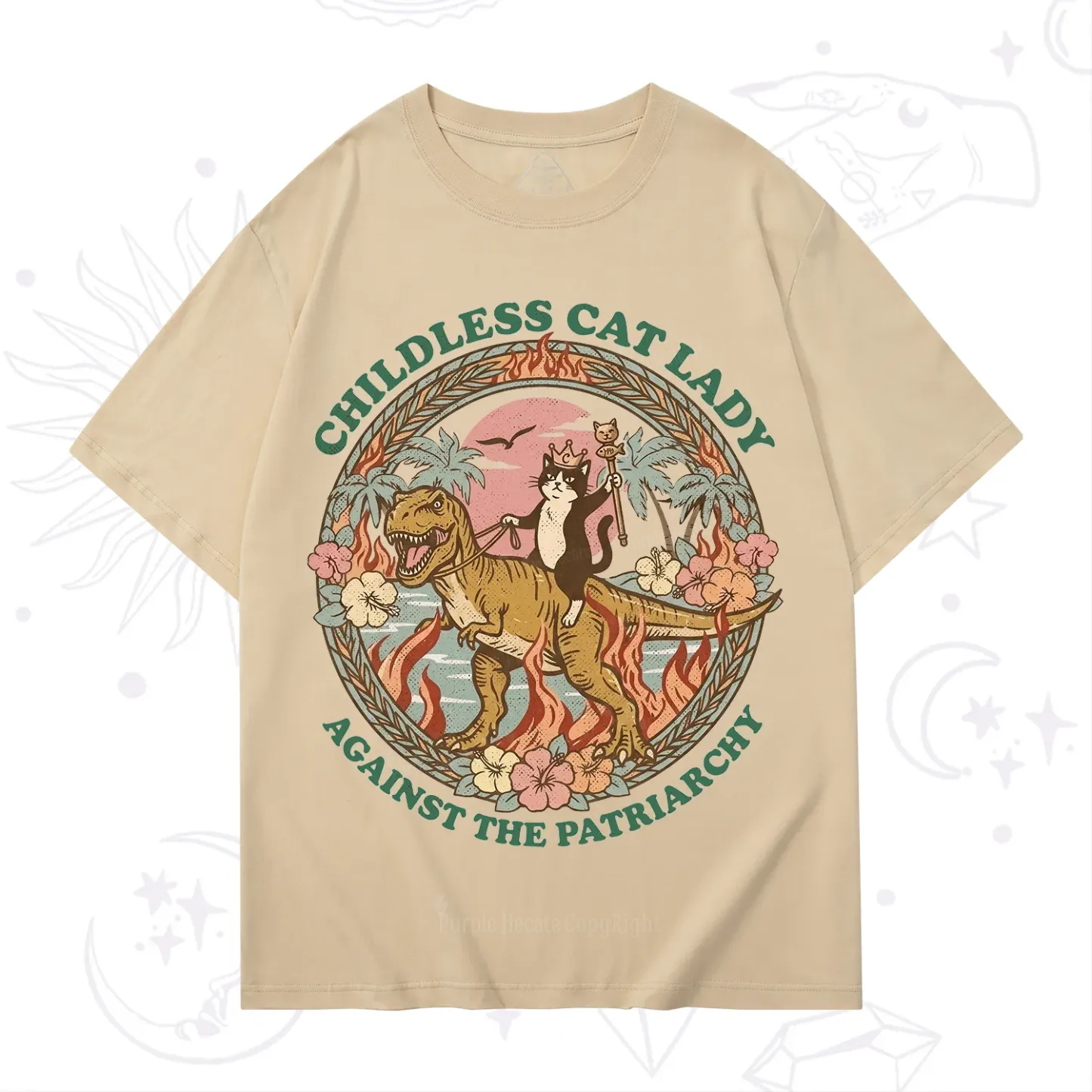 Purplehecate Childless Cat Lady Burn the Patriarchy T-Shirt