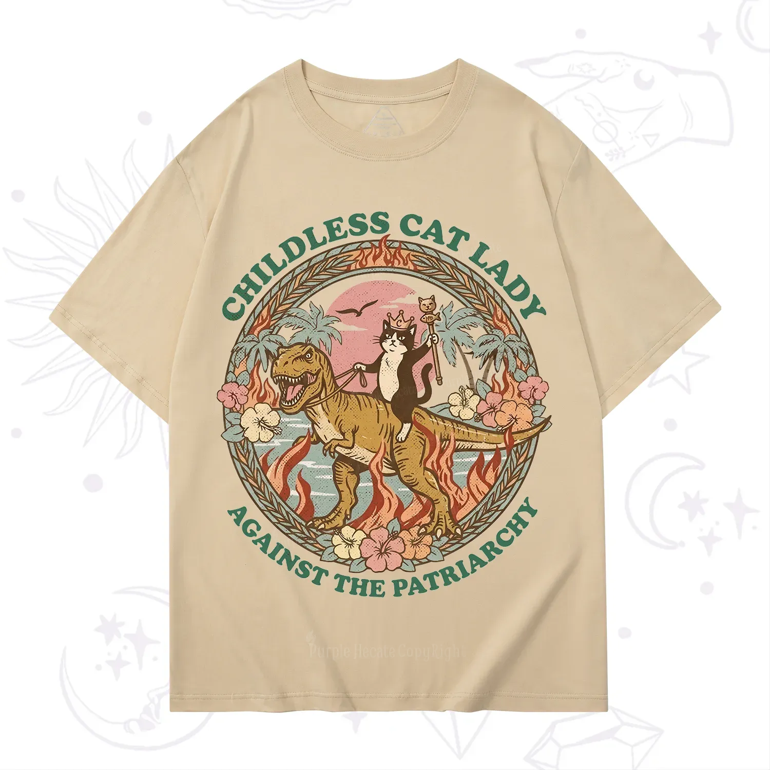Purplehecate Childless Cat Lady Burn the Patriarchy T-Shirt