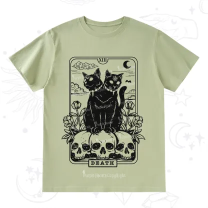 Purplehecate The Black Cat Death Tarot Card T-Shirt