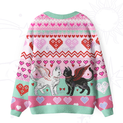 Purplehecate Angel & Demon Cats Ugly Cardigan Sweaters