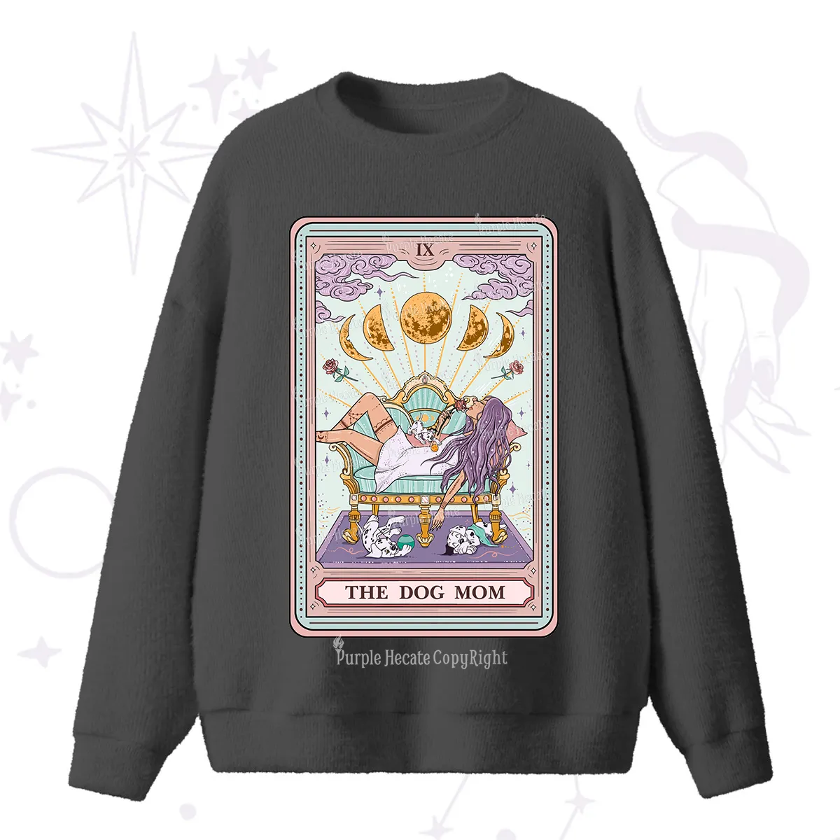 Purplehecate The Dog Mom Tarot Fuzzy Ugly Sweater
