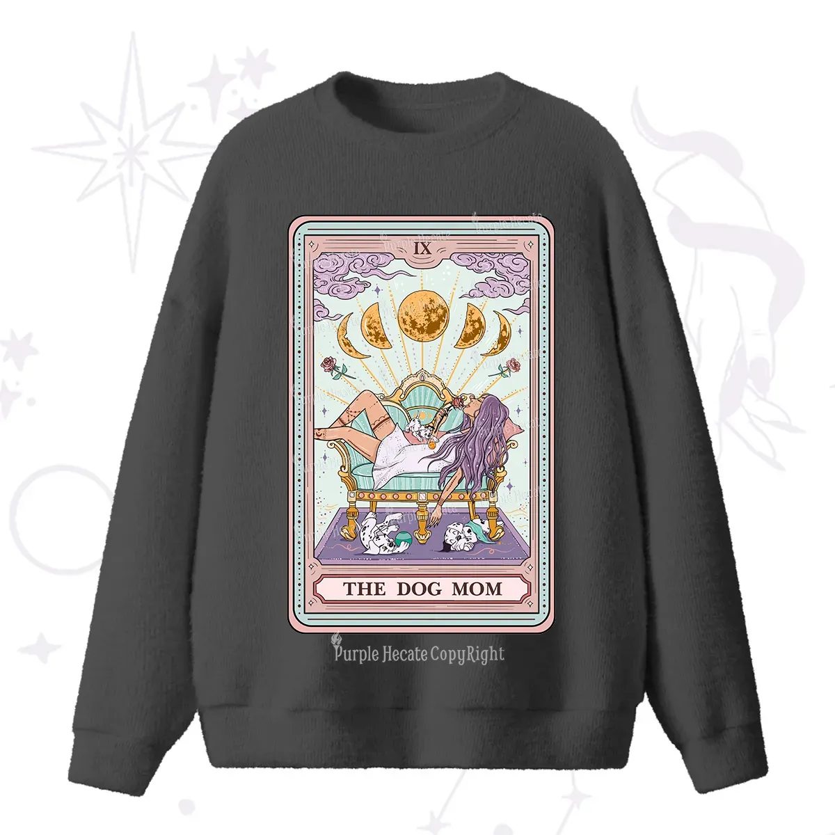 Purplehecate The Dog Mom Tarot Fuzzy Ugly Sweater