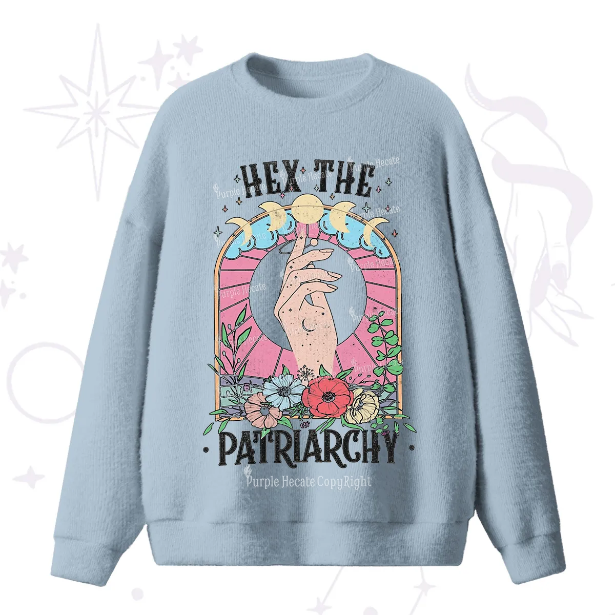 Purplehecate Hex The Patriarchy Fuzzy Ugly Sweater