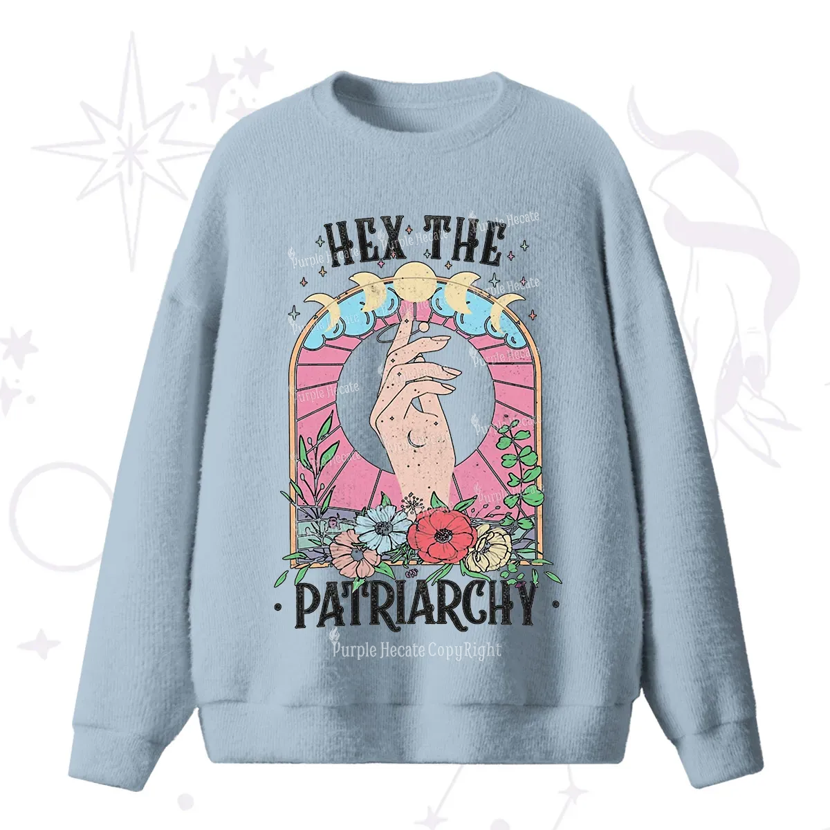 Purplehecate Hex The Patriarchy Fuzzy Ugly Sweater