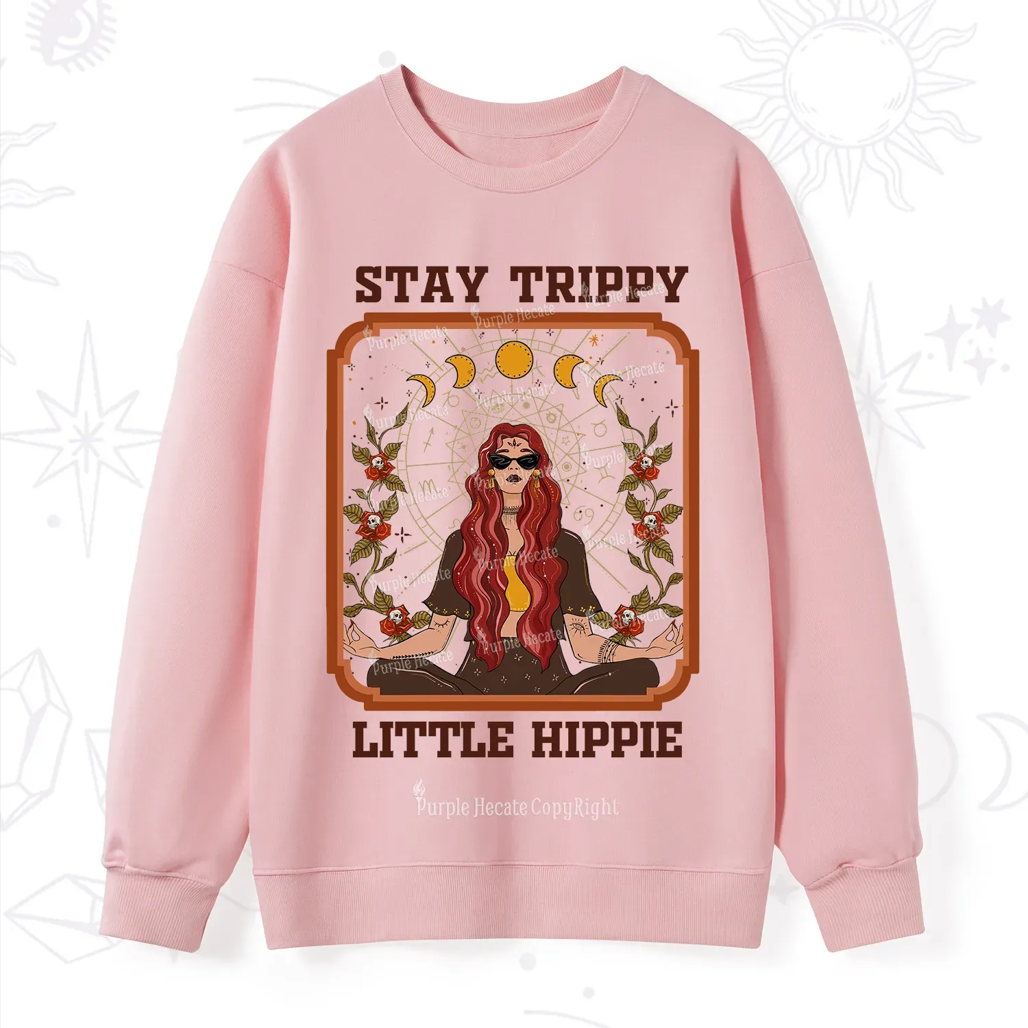 Purplehecate Stay Trippy Little Witchy Hippie Sweatshirt