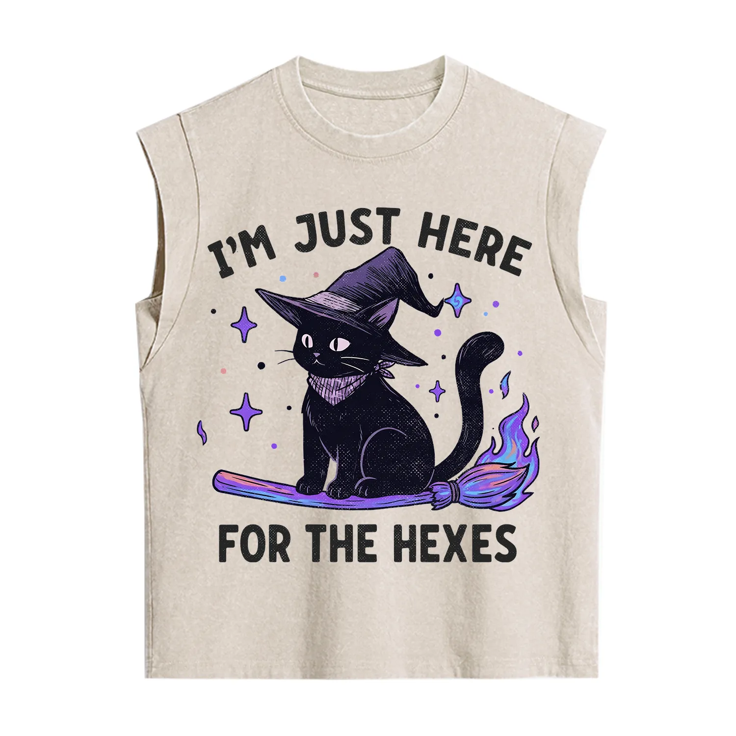 Purplehecate I'm Just Here for the Hexes Witch Cat Vintage Washed Tank