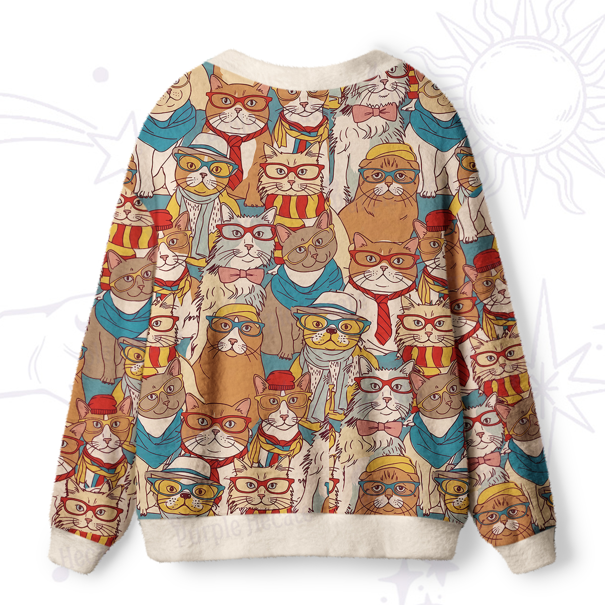 Purplehecate Nerdy Classroom Cats Ugly Cardigan Sweaters