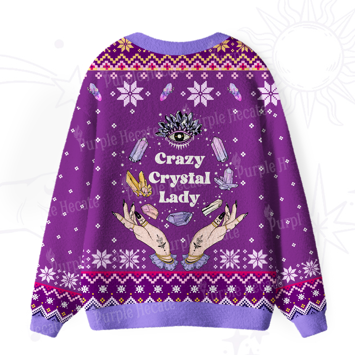 Purplehecate Crazy Crystal Lady Ugly Cardigan Sweaters