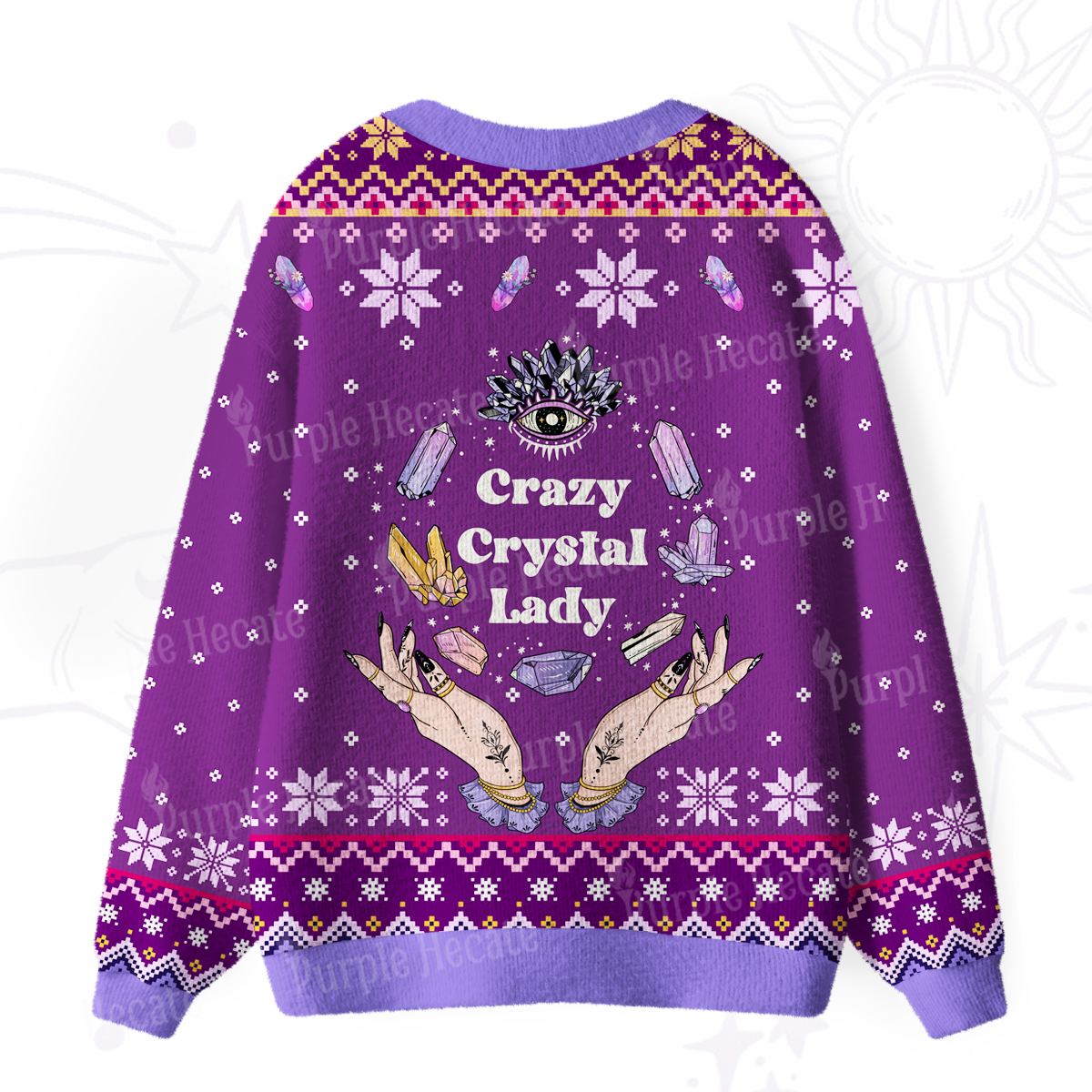 Purplehecate Crazy Crystal Lady Ugly Cardigan Sweaters