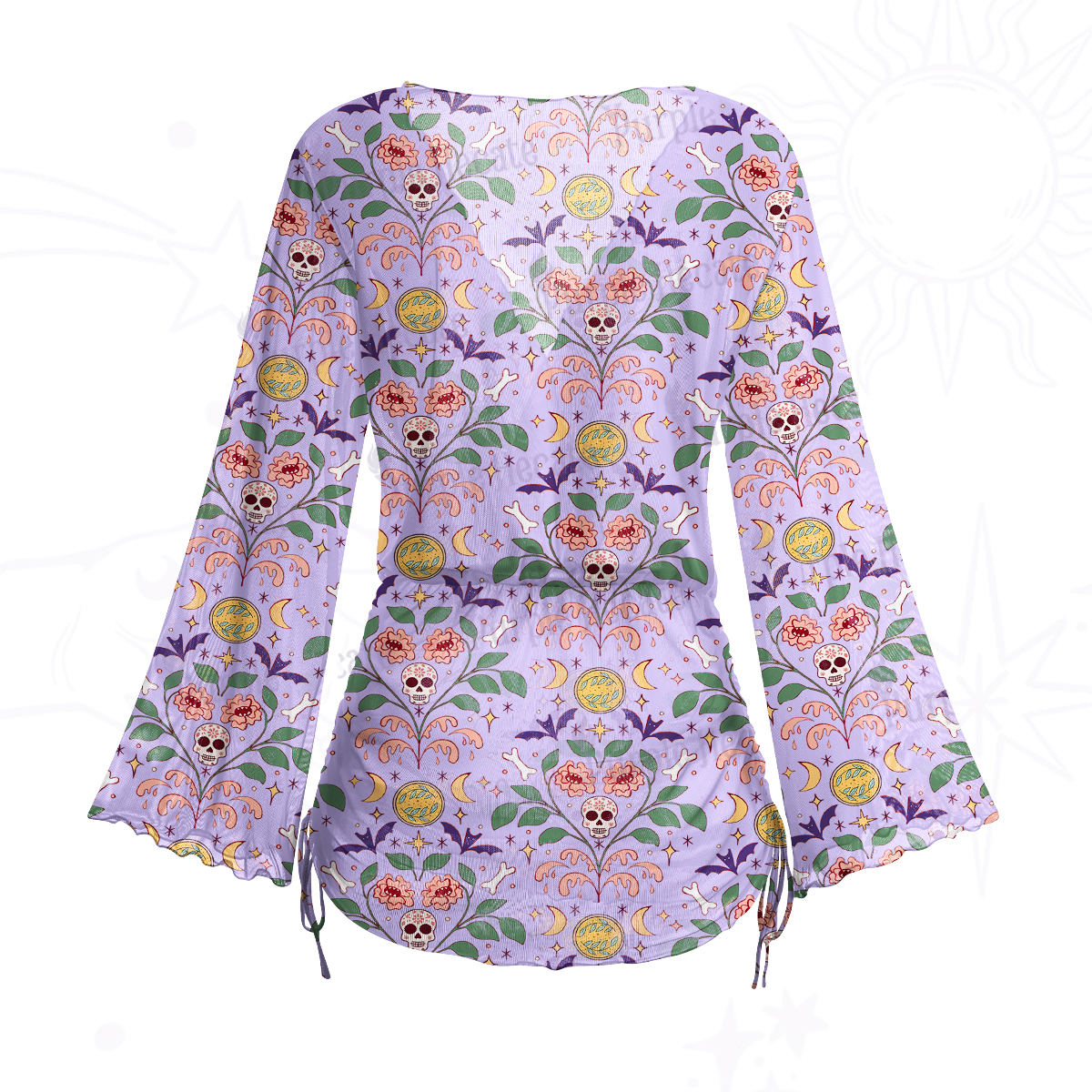 Purplehecate Gothic Floral Skeleton Mesh Cover Up Dress