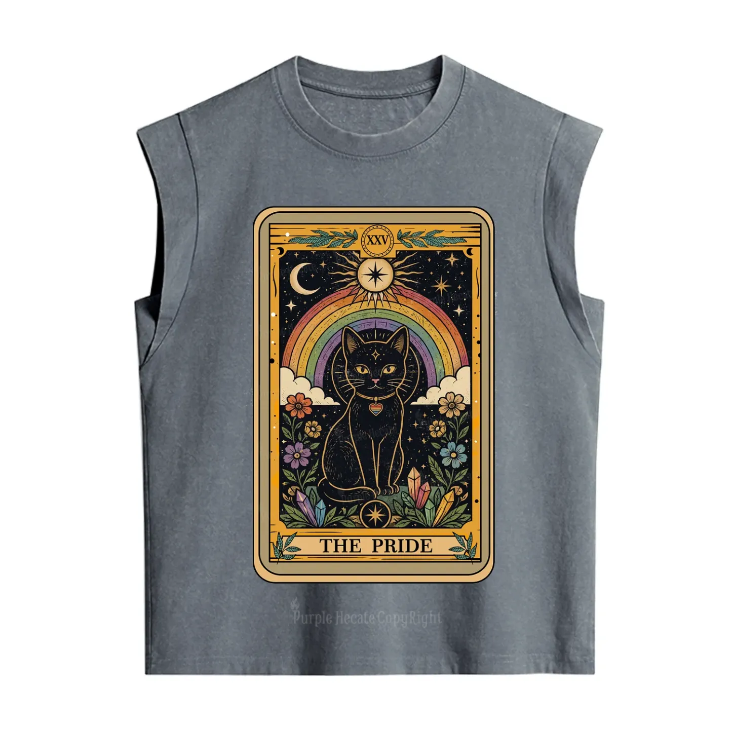 Purplehecate The Pride Black Cat Tarot Vintage Washed Tank