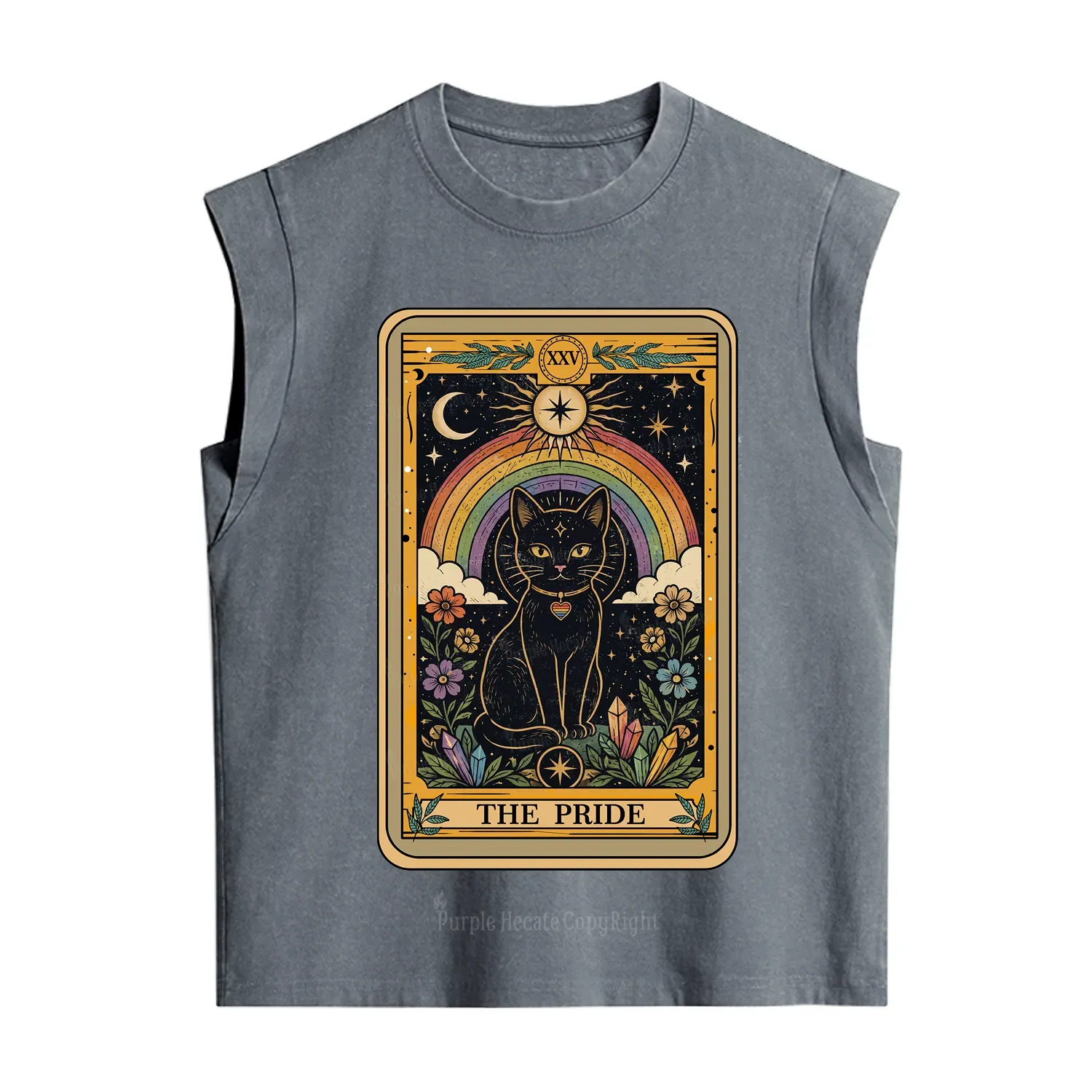Purplehecate The Pride Black Cat Tarot Vintage Washed Tank