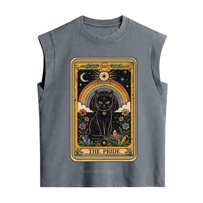 Purplehecate The Pride Black Cat Tarot Vintage Washed Tank
