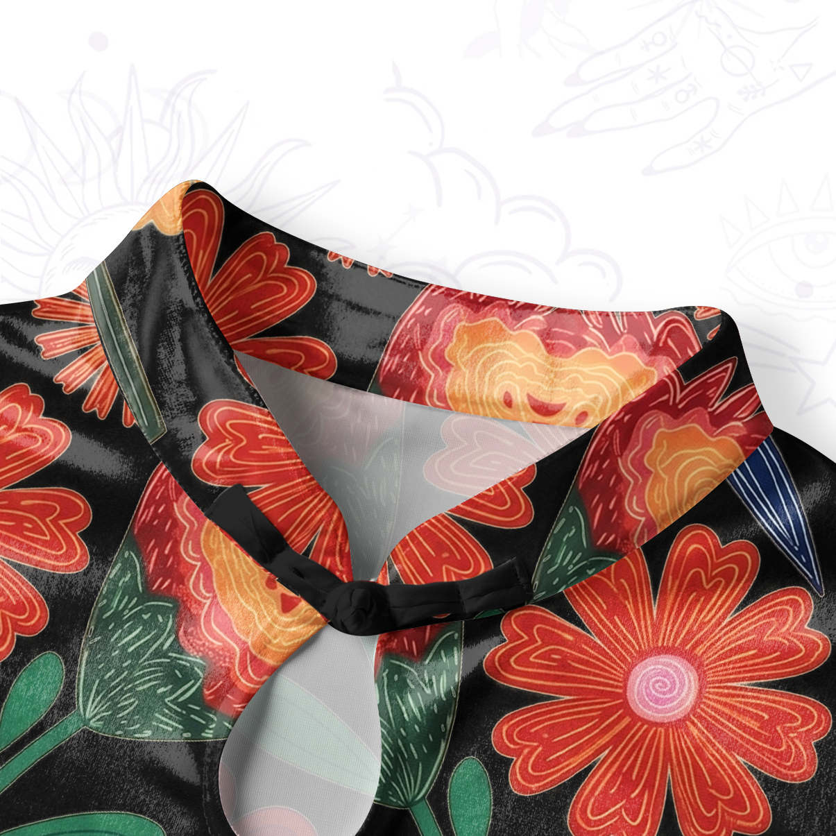Purplehecate Retro Bloom Folk Floral Velvet Bodycon Dress
