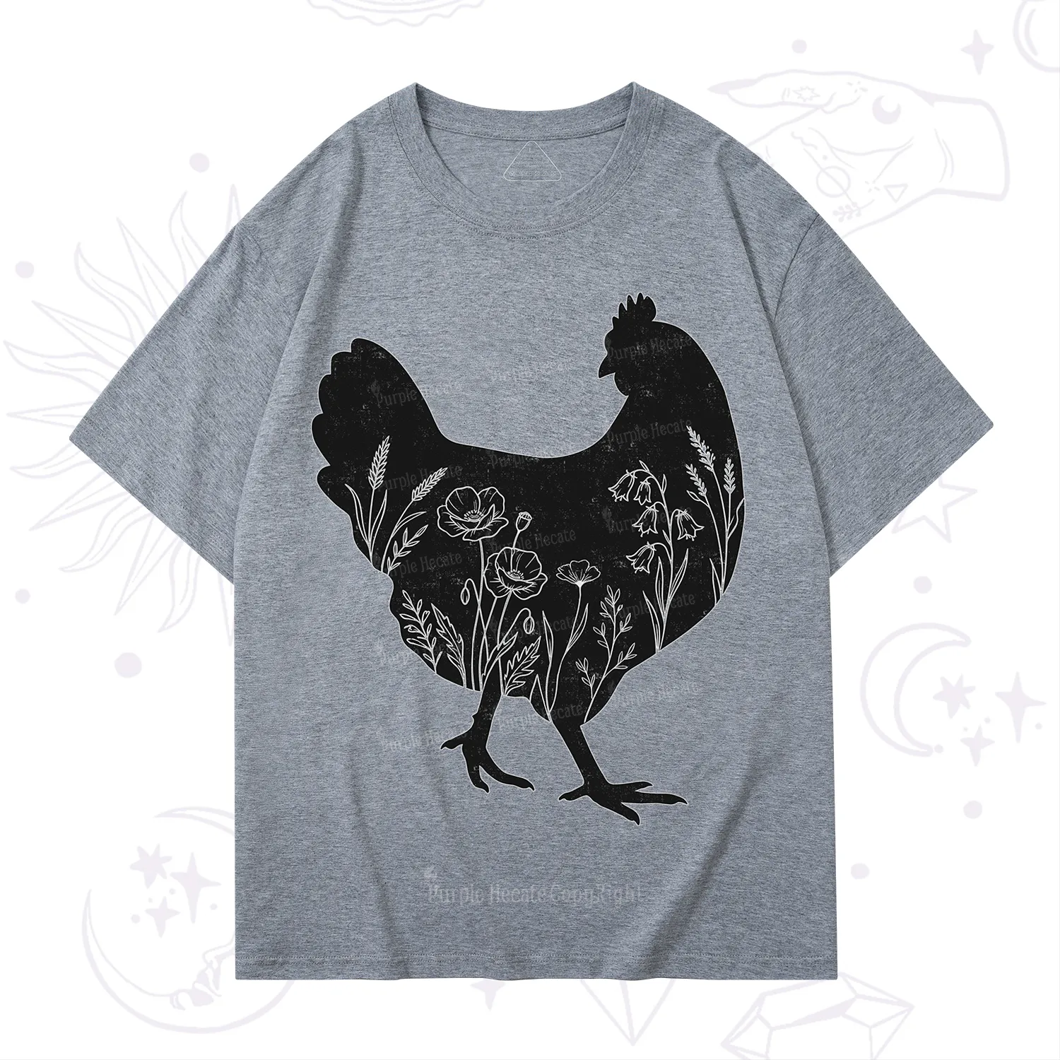 Purplehecate Floral Chicken T-Shirt