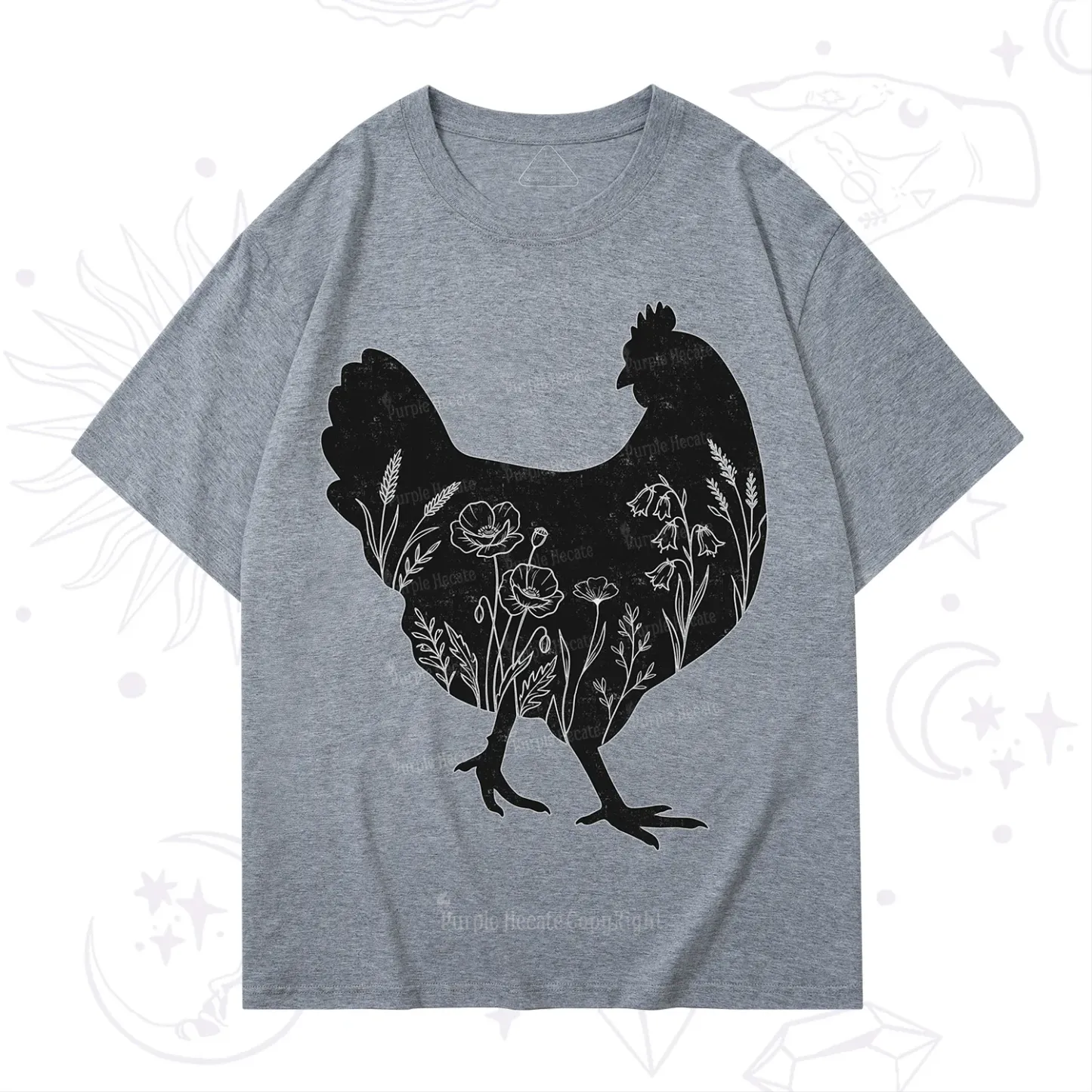 Purplehecate Floral Chicken T-Shirt
