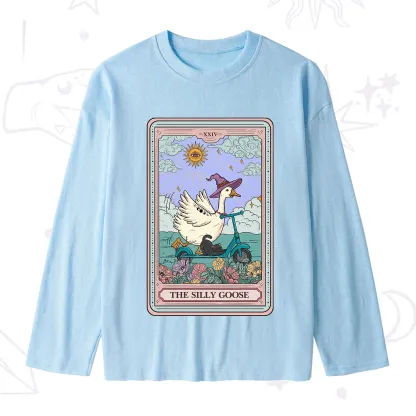Purplehecate The Silly Goose Tarot Card Slub Long Sleeve T-Shirt