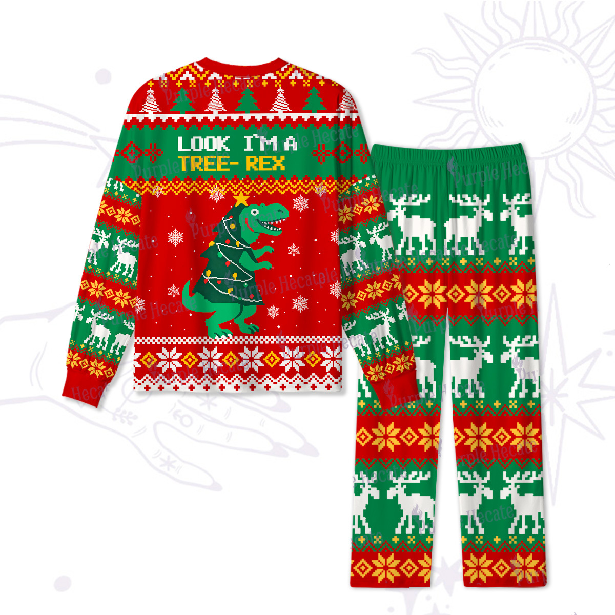 Purplehecate Look Tree I'm A T-Rex Christmas Pajamas
