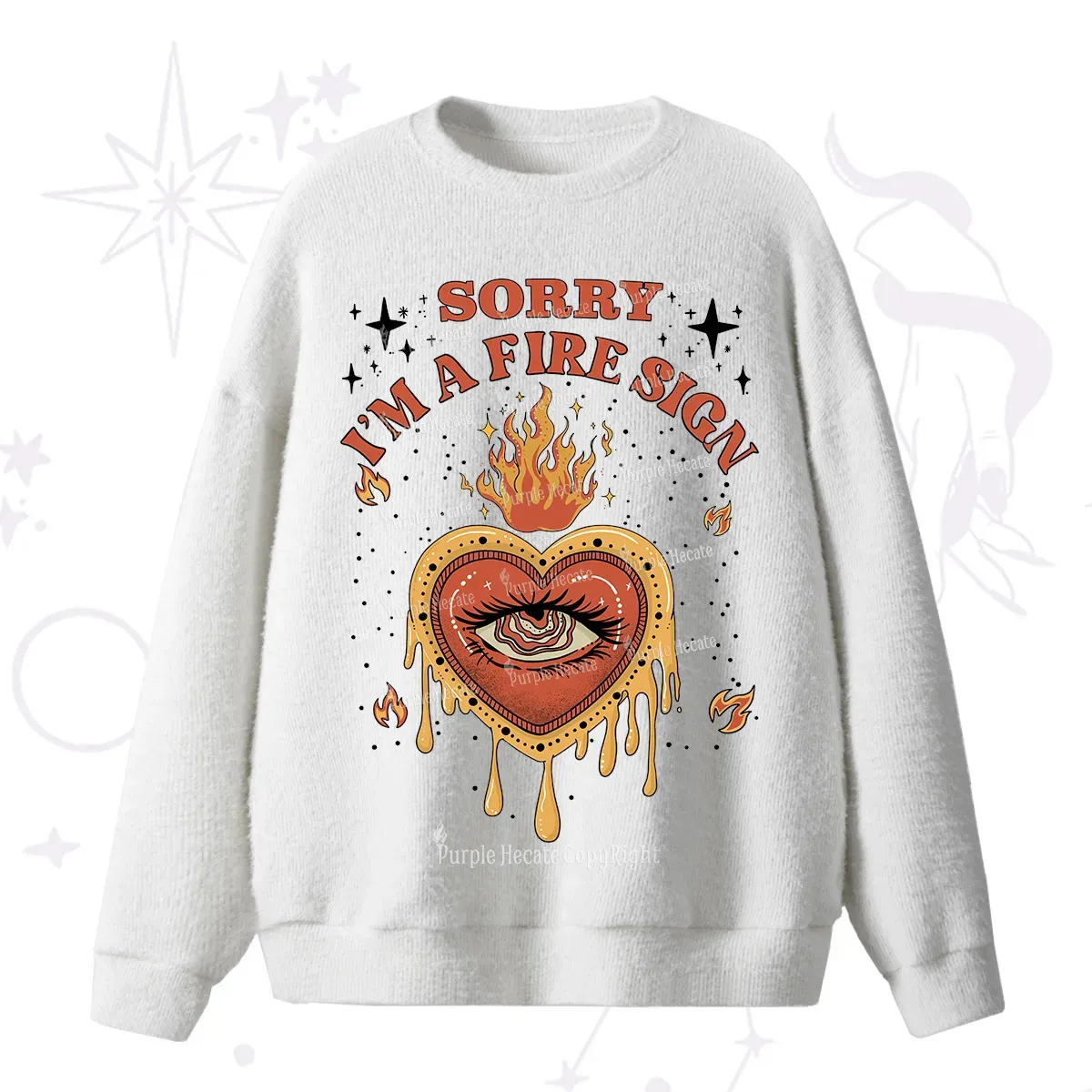 Purplehecate Sorry I'm A Fire Sign Fuzzy Ugly Sweater