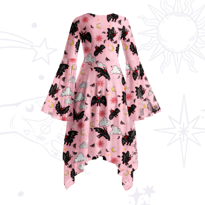 Purplehecate Cryptid Mothman Bell Sleeve Dress