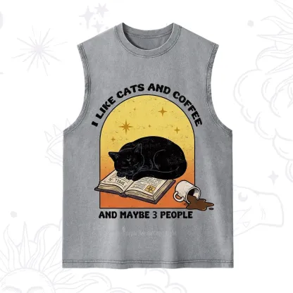 Purplehecate I Like Cats And Coffee Washed Tank
