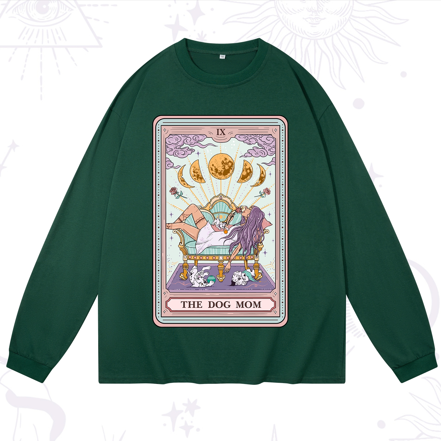 Purplehecate The Dog Mom Tarot Card Long Sleeve T-Shirt