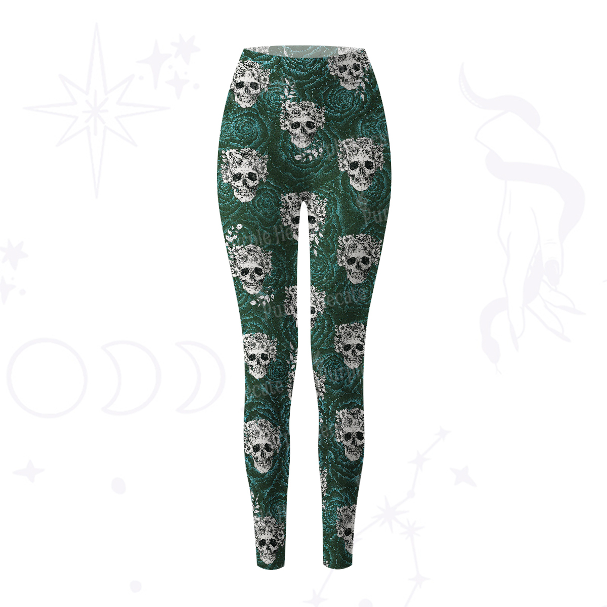 Purplehecate Rose Skull Yoga Pants