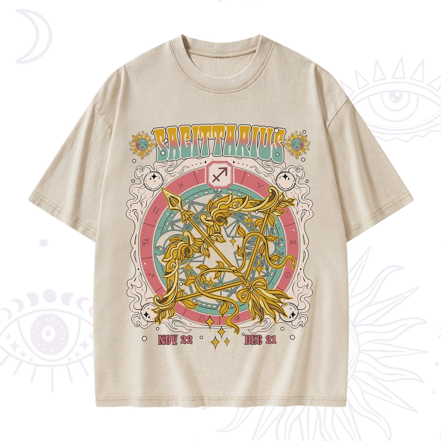 Purplehecate Sagittarius Cosmic Zodiac Washed T-Shirt