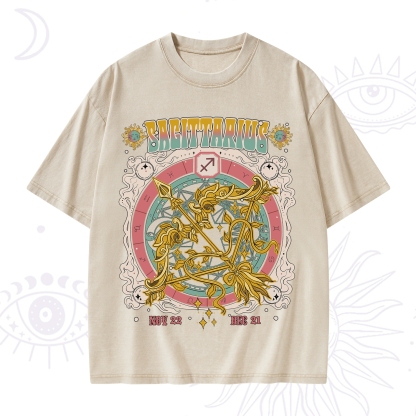 Purplehecate Sagittarius Cosmic Zodiac Washed T-Shirt