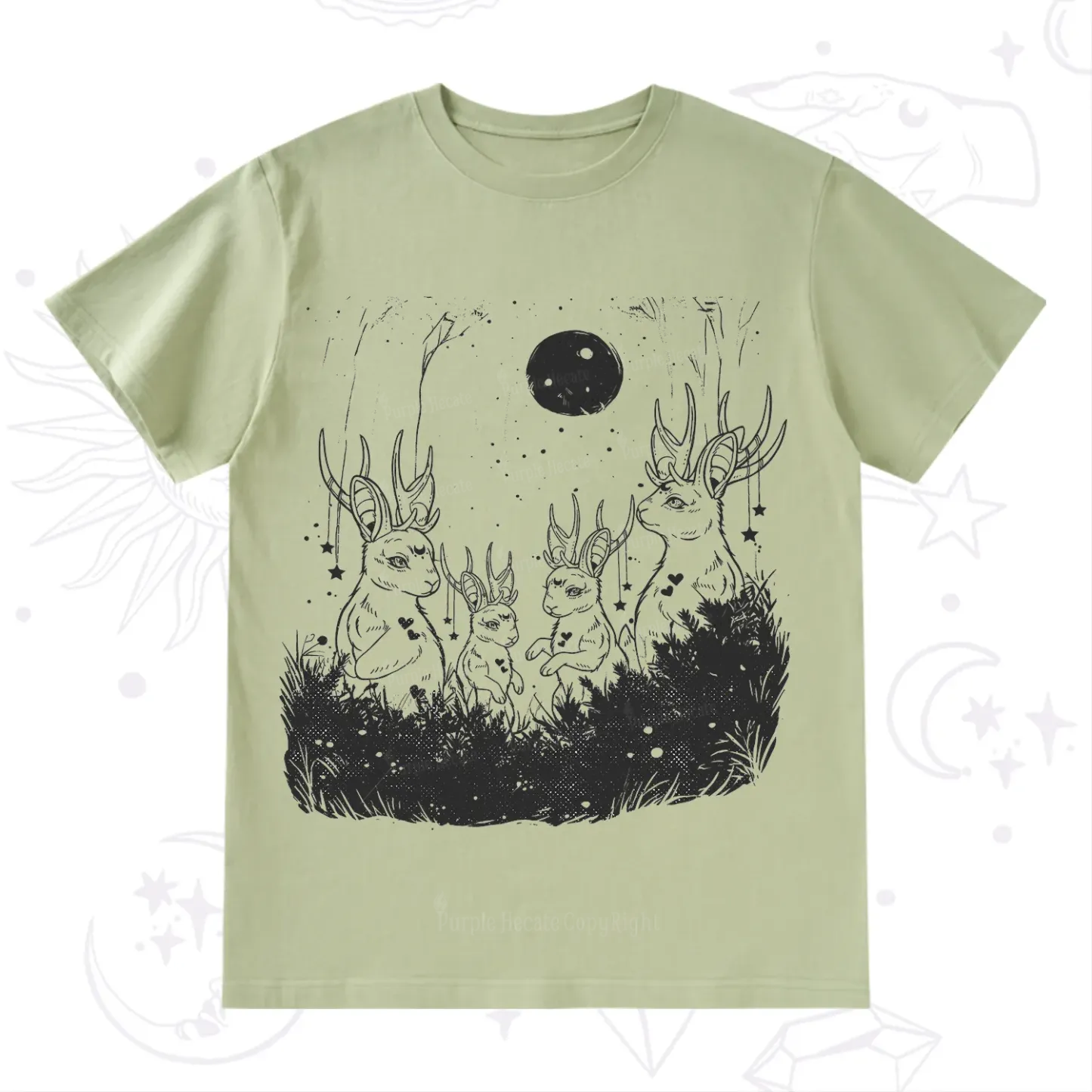 Purplehecate Moonlit Antler Bunny T-Shirt