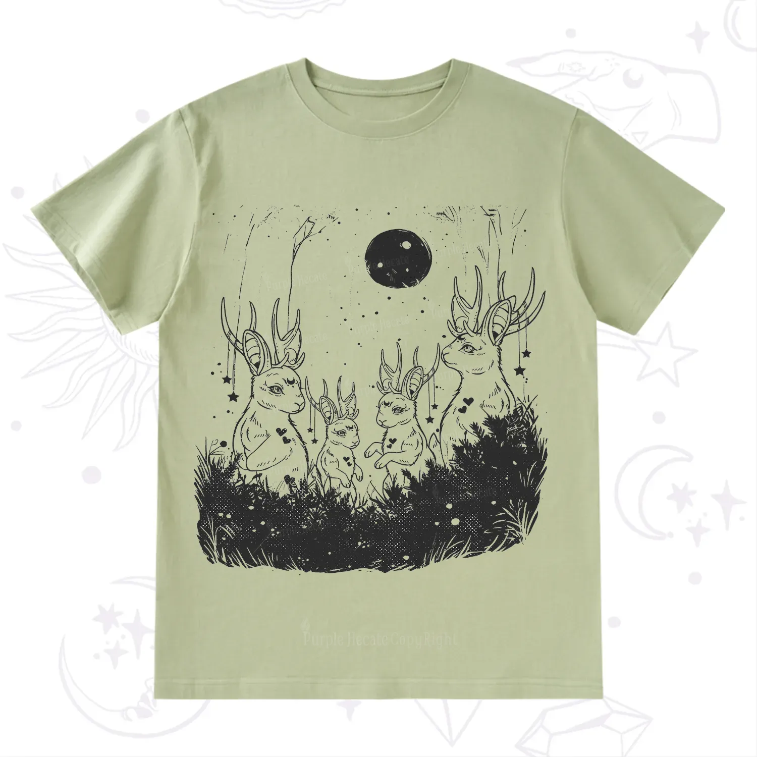 Purplehecate Moonlit Antler Bunny T-Shirt