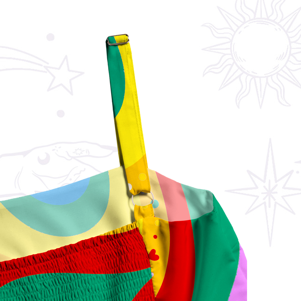 Purplehecate Dreamy Rainbow Waves Wide Straps Maxi Dress